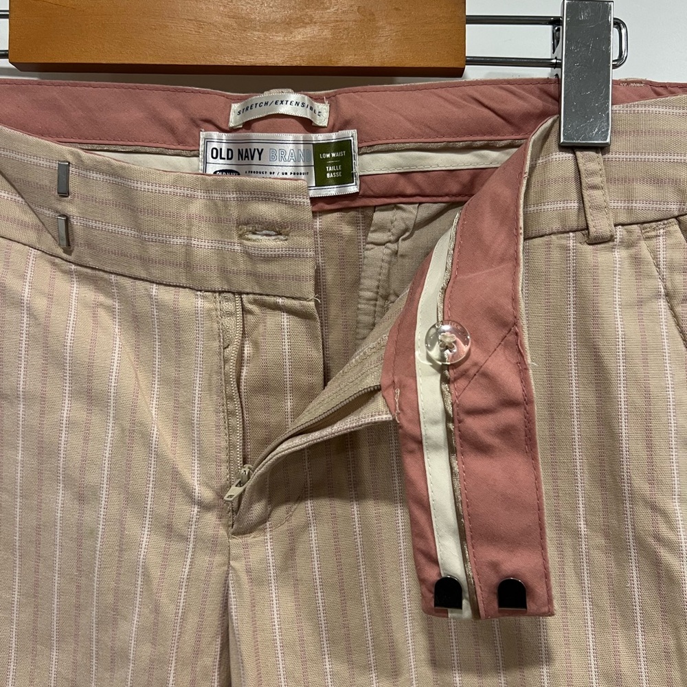 Y2K Old Navy Beige & Pink Pinstriped Shorts Women’s - Picture 7 of 15